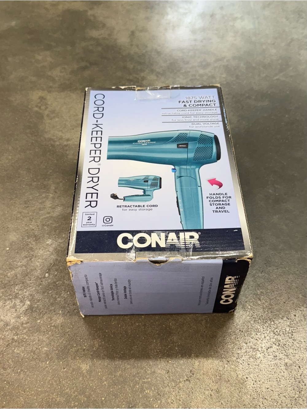 Conair Cord Keeper 1875W Hair Dryer Travel Folding Handle New Open Box - Picture 2 of 6
